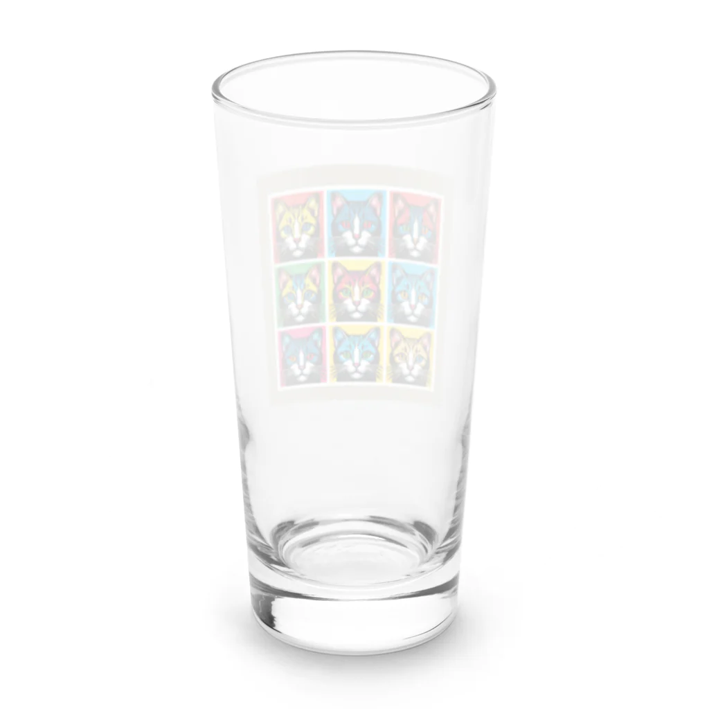 CatCraftsの【Colorful Cat Pop】- ポップアート猫顔コレクション Long Sized Water Glass :back