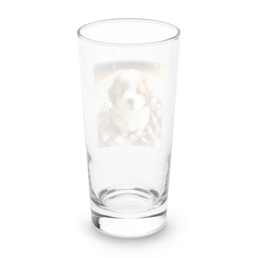 幸せいっぱいちびちゃんのふわふわ可愛いわんちゃん Long Sized Water Glass :back