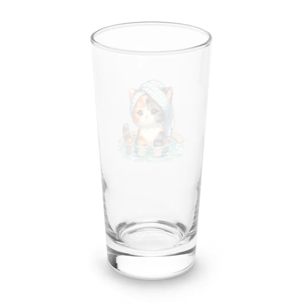 さざれいしの三毛猫さんの入浴 Long Sized Water Glass :back