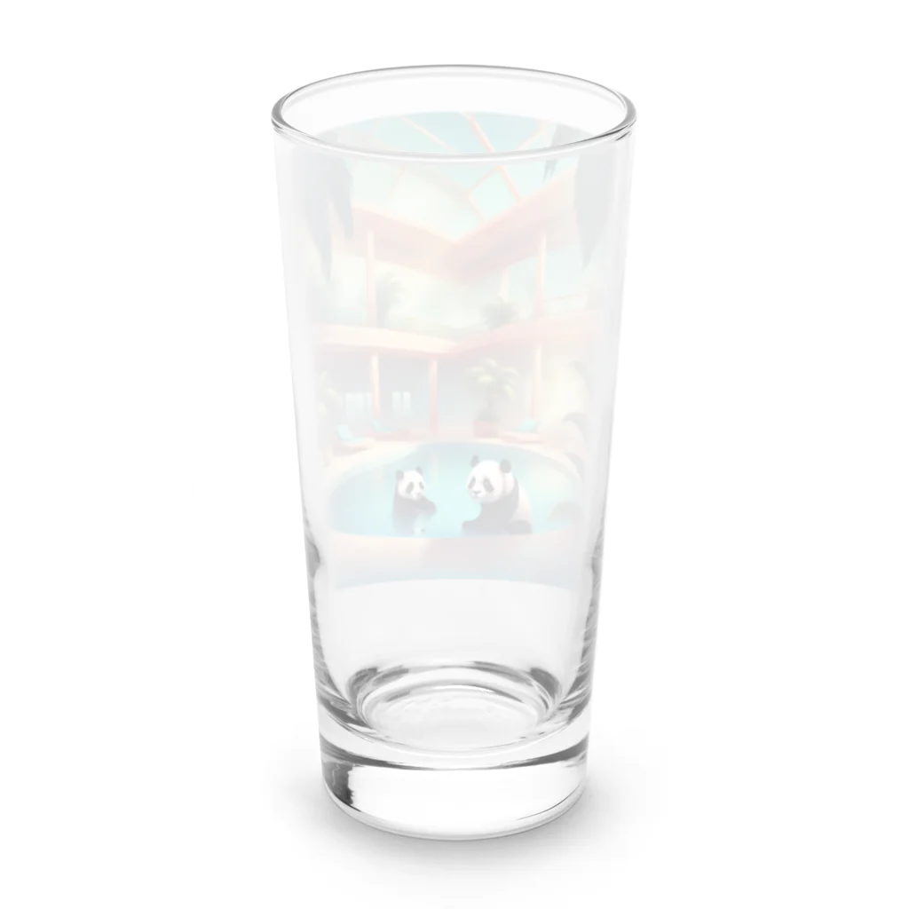 pandownloadの室内プールで遊ぶパンダ Long Sized Water Glass :back