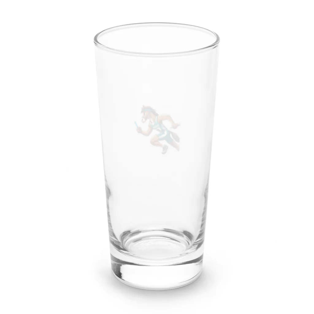 動物屋さんの馬が二足リレー？！ Long Sized Water Glass :back