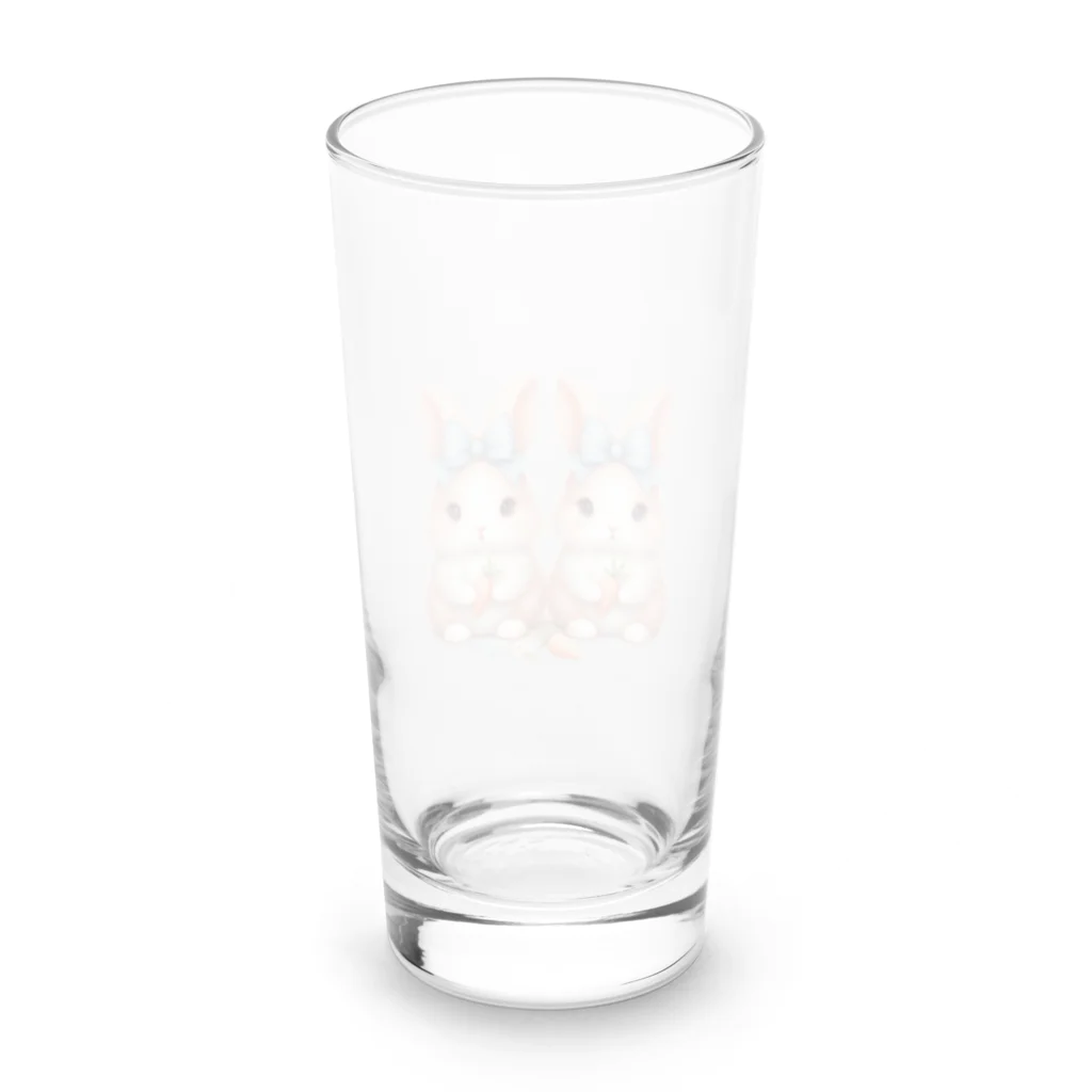 lamkksのふわふわかわいいうさぎの双子 Long Sized Water Glass :back