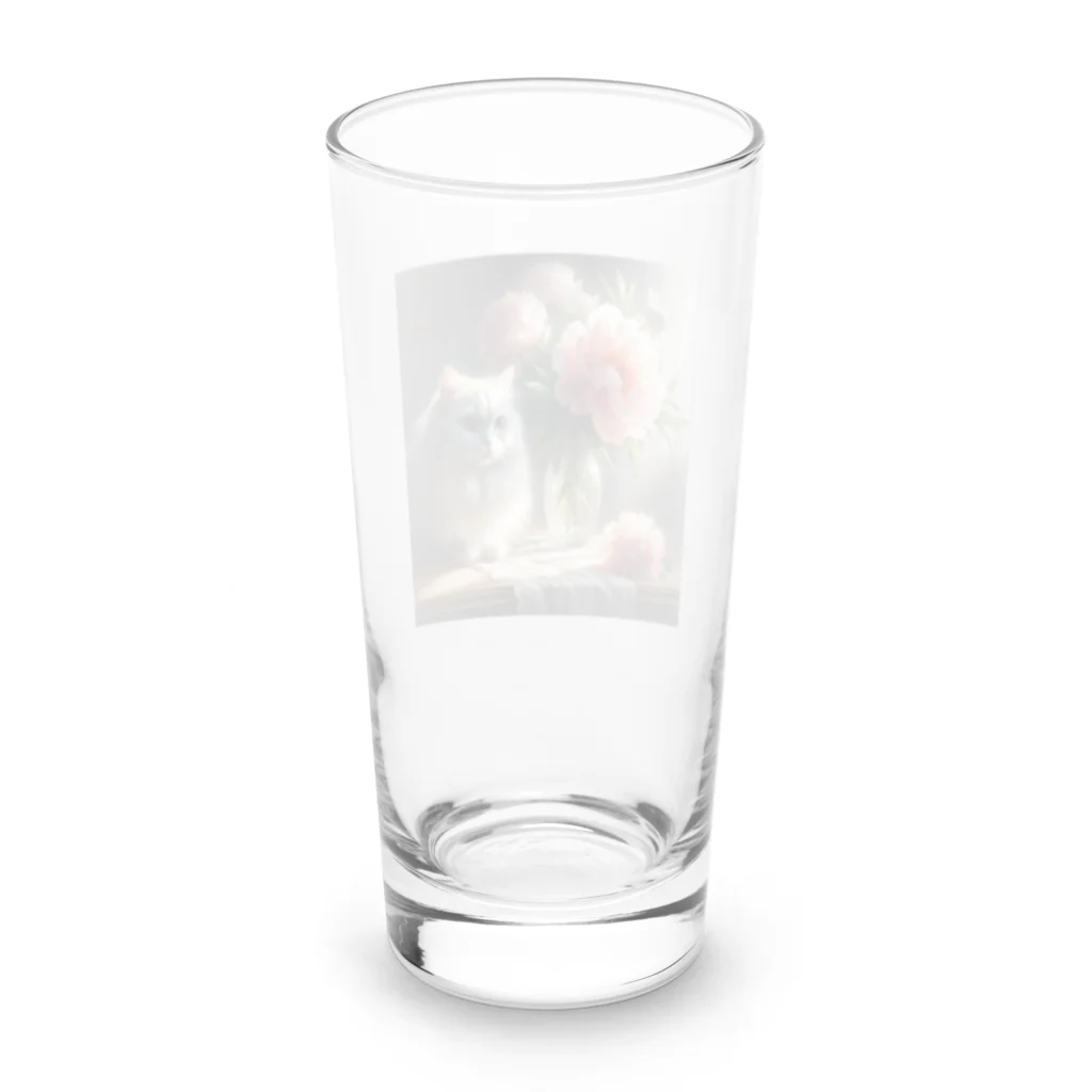 Melopyのピオニーと猫 Long Sized Water Glass :back