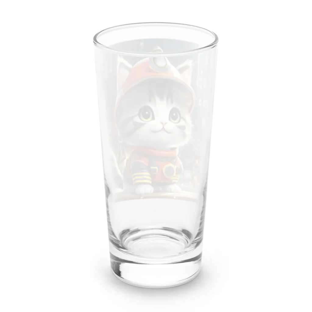 ねこねこねこんの猫が消防士 Long Sized Water Glass :back