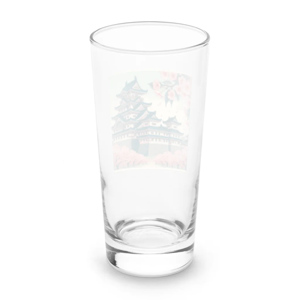 Cool Japanese CultureのSpring in Himeji, Japan: Ukiyoe depictions of cherry blossoms and Himeji Castle Long Sized Water Glass :back