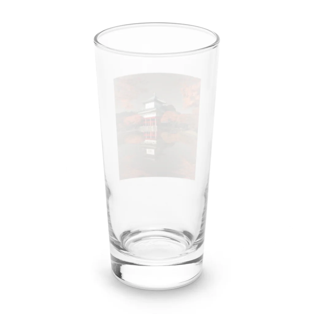 yohiti193の池に映る日本の歴史的建造物と紅葉 Long Sized Water Glass :back