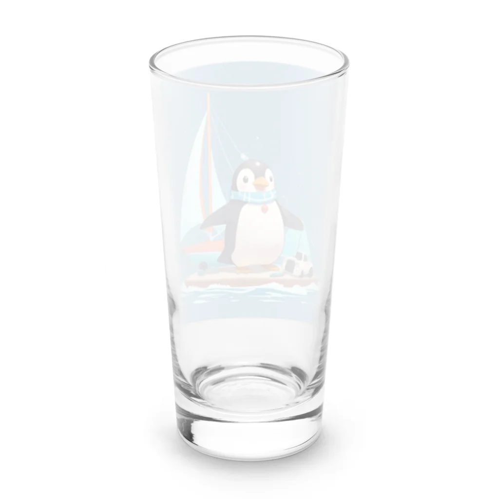 ganeshaのおもちゃのヨットでかわいいペンギンに出会おう Long Sized Water Glass :back