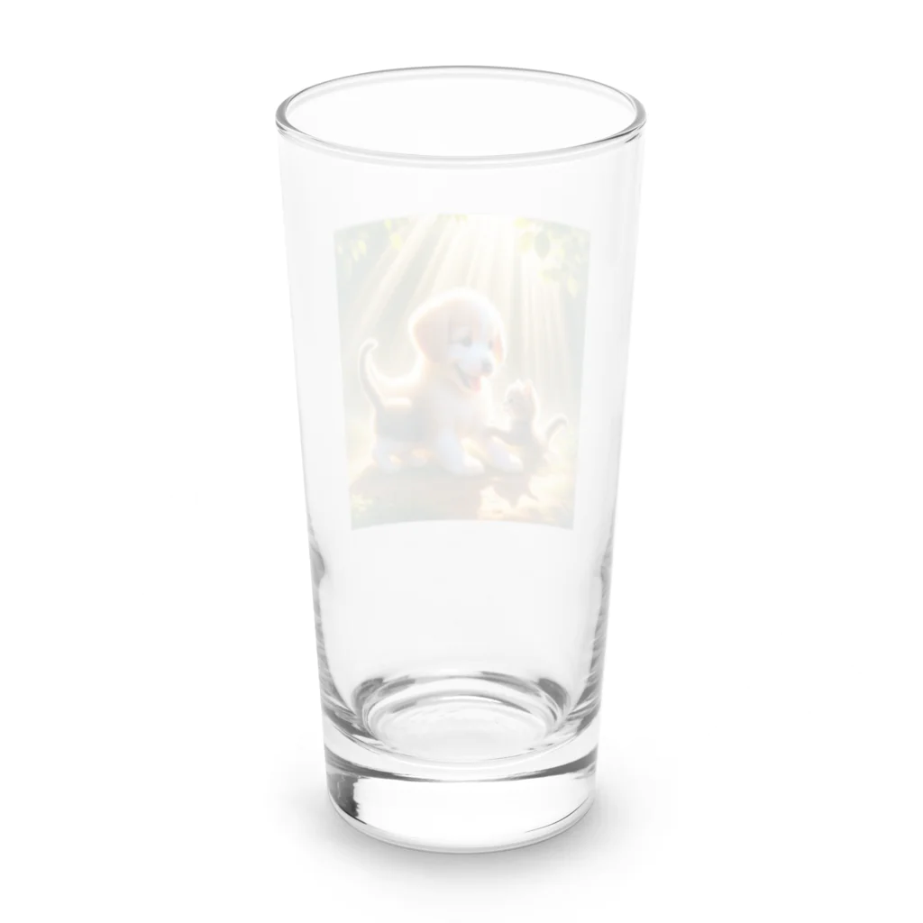 亀蘭タマムシの木漏れ日のわんにゃん・遊び Long Sized Water Glass :back