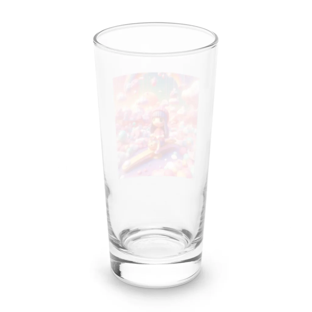 キュート＆クールの夕暮れ時のシーソー少女（３Dアニメ風） Long Sized Water Glass :back