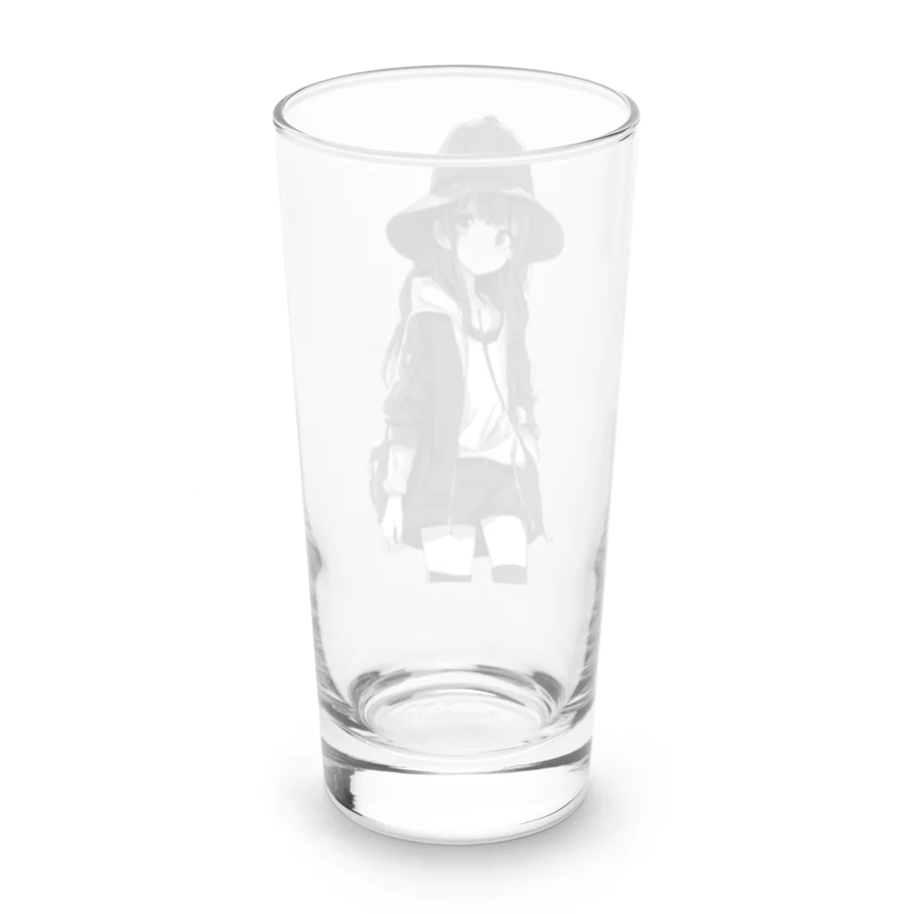 モノクロ美少女の悲しみ美少女モノクロ Long Sized Water Glass :back