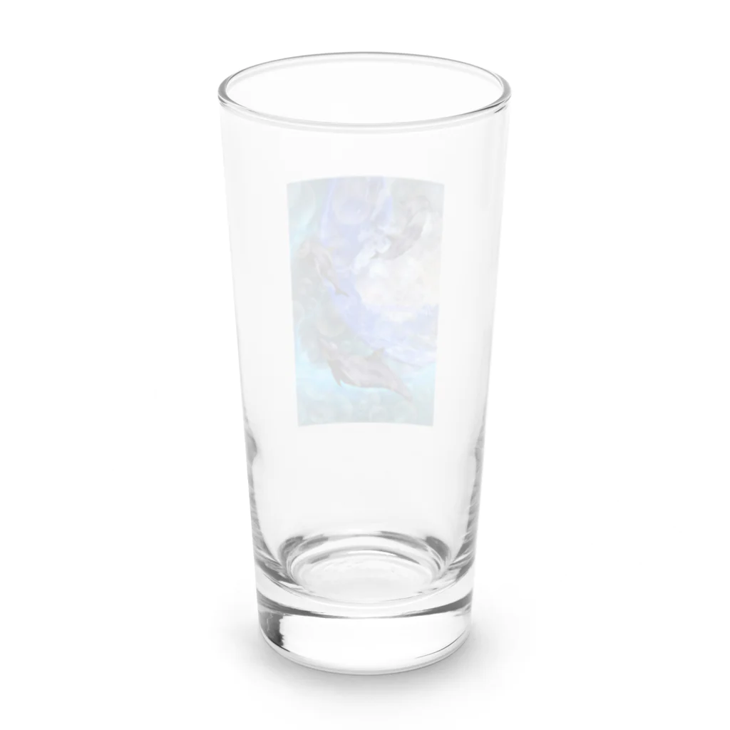 地上の楽園のイルカと宇宙 Long Sized Water Glass :back