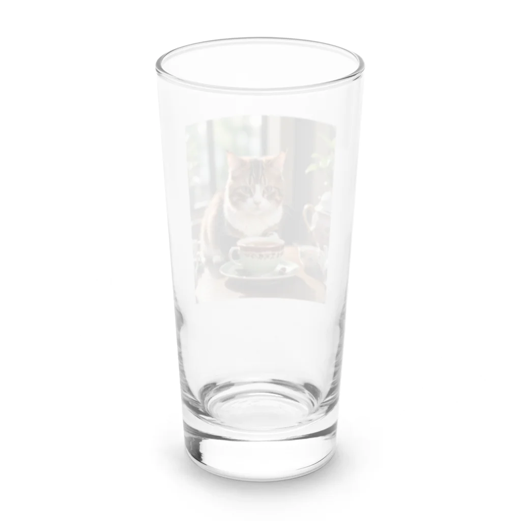 otya-nekoのお茶の時間ティータイム三毛猫 Long Sized Water Glass :back