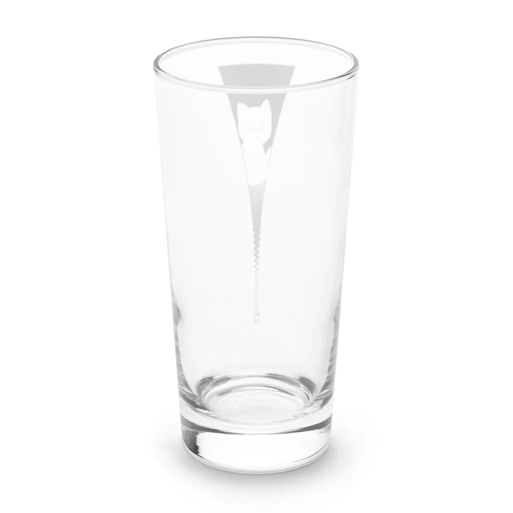 y-sasのファスナー猫　白猫 Long Sized Water Glass :back