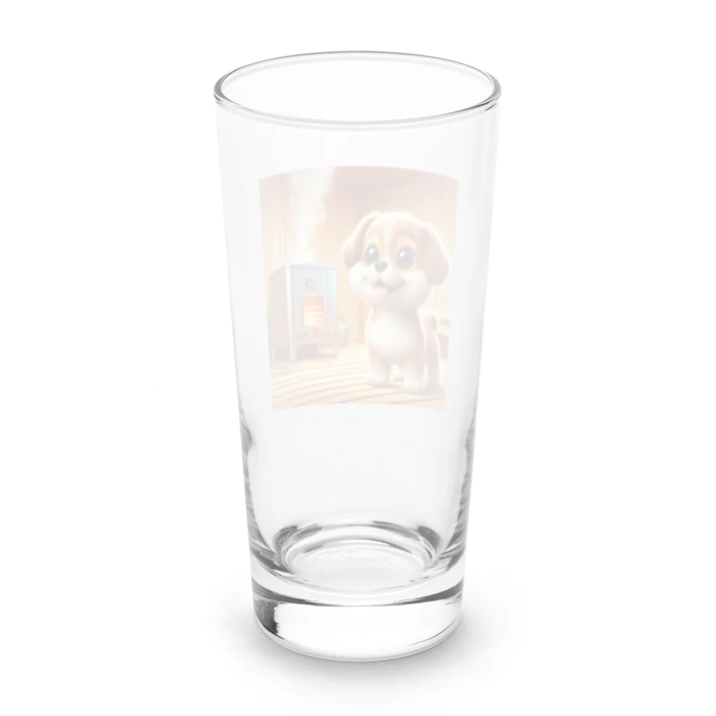 サウナーグッズショップの可愛い子犬がサウナでととのう Long Sized Water Glass :back