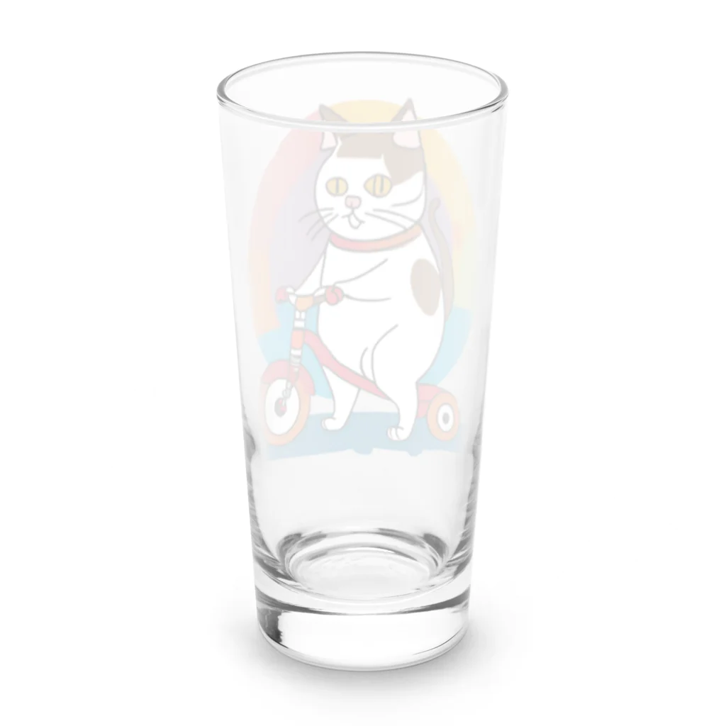 修羅場ウォッチャーのカラフル三輪車ねこ Long Sized Water Glass :back