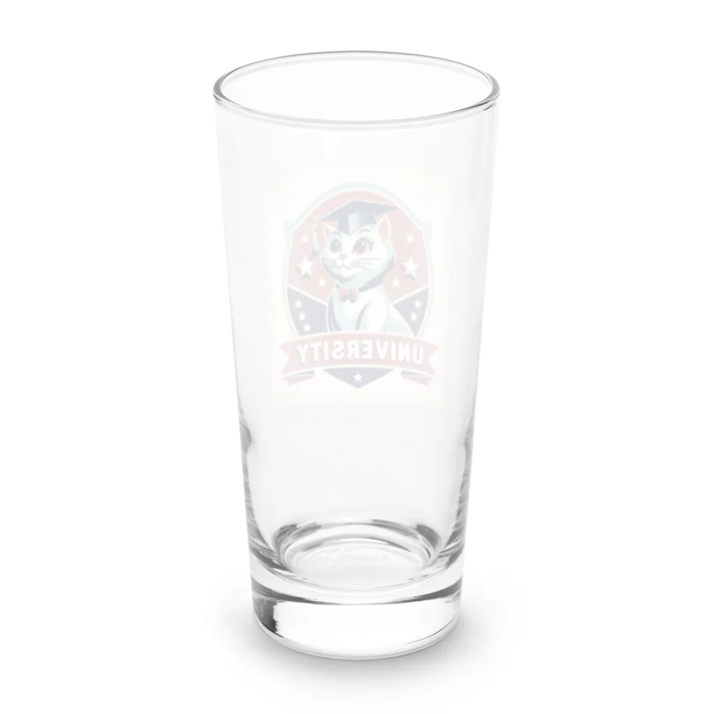 猫猫’ズのMeow University シリーズ【白猫】 Long Sized Water Glass :back