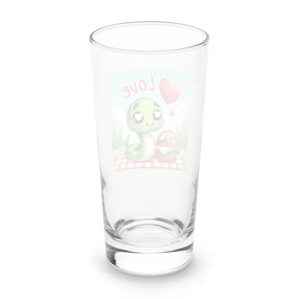 まんじゅ王国の贅沢なピクニックを楽しむ愛らしいヘビ Long Sized Water Glass :back