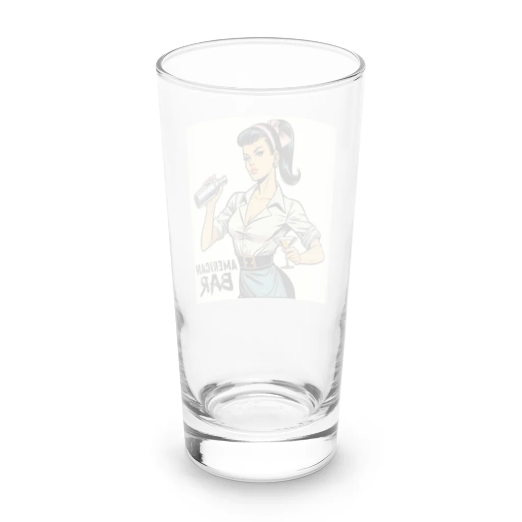 AMERICAN BARのアメコミ風バーテンダー Long Sized Water Glass :back