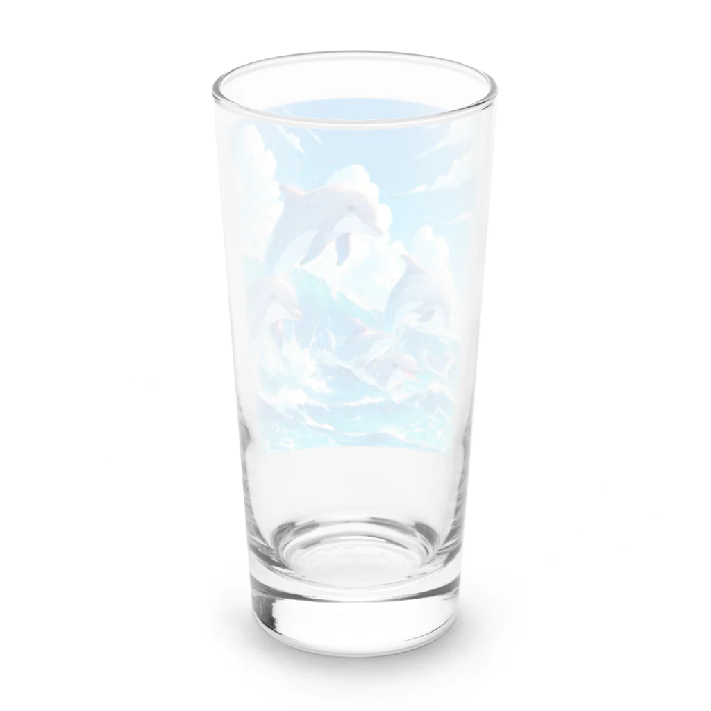 snow-birdの海で遊ぶイルカたちの楽しい風景 Long Sized Water Glass :back