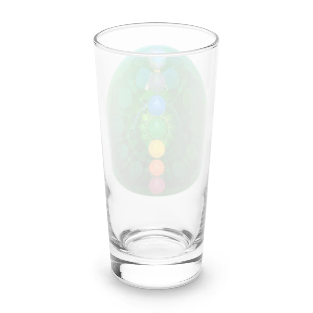 💖宇宙整体♪🌈♪こころからだチャンネル♪💖の宇宙曼荼羅　緑の奇跡 Long Sized Water Glass :back