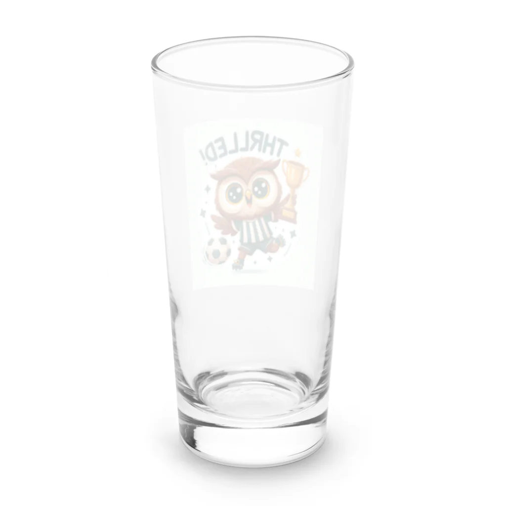 まんじゅ王国のフクロウがボールを蹴っているかわいい姿！ Long Sized Water Glass :back