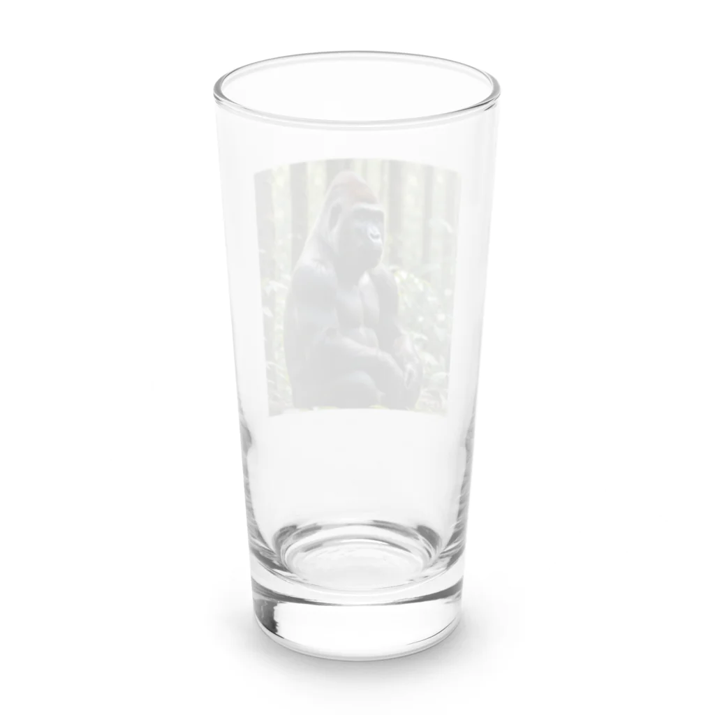 sunday_sataurday_freedayの警戒しているゴリラ Long Sized Water Glass :back