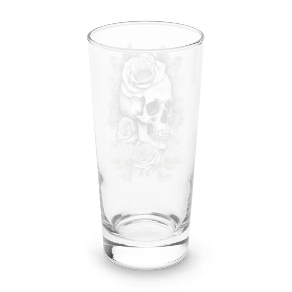 japanese-creatorの骸骨　薔薇　デザインTシャツ　アート　グラフィック Long Sized Water Glass :back