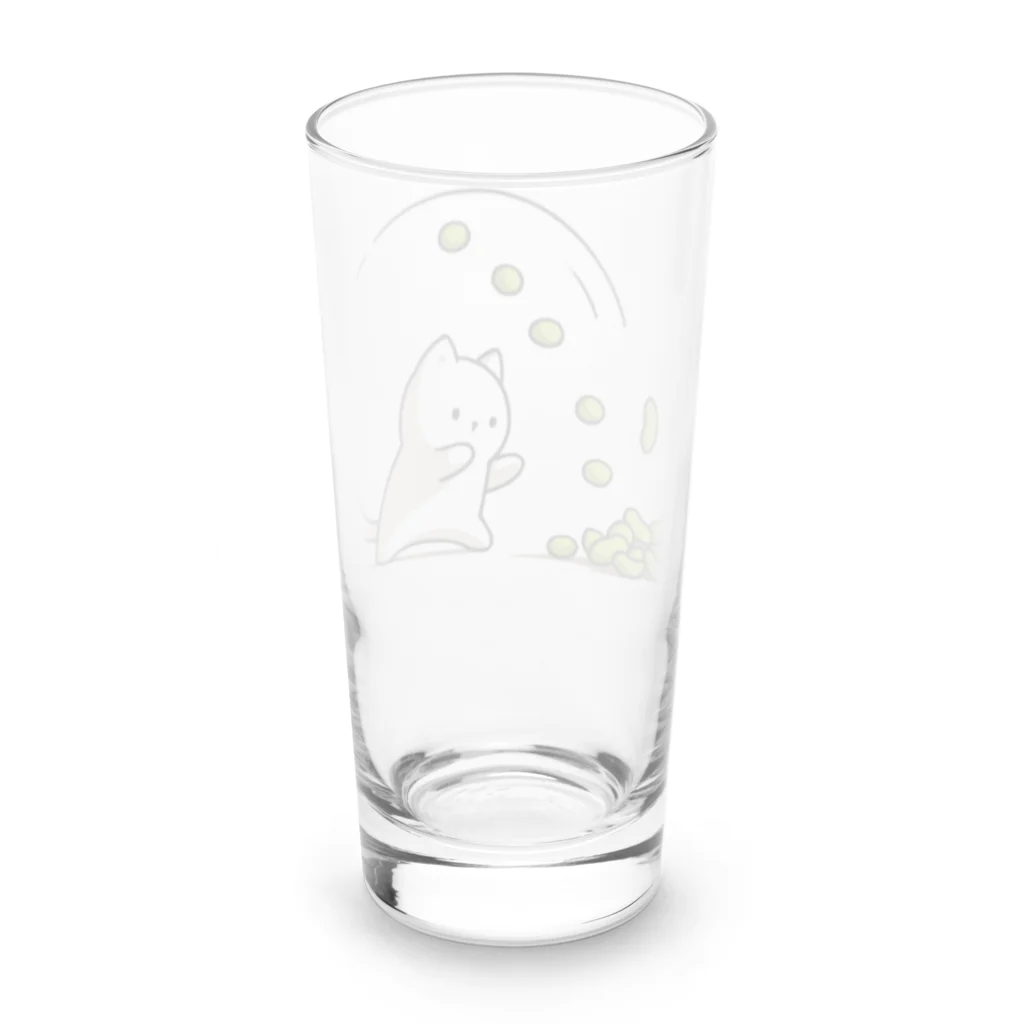 ねこ鉄道の枝豆と猫 Long Sized Water Glass :back