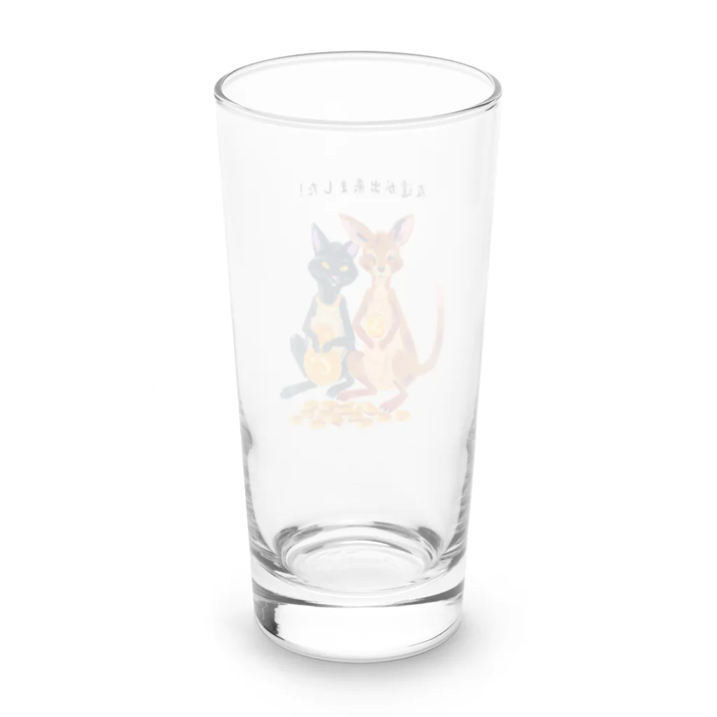 黒猫堂のカンガルーと黒猫の友情 Long Sized Water Glass :back