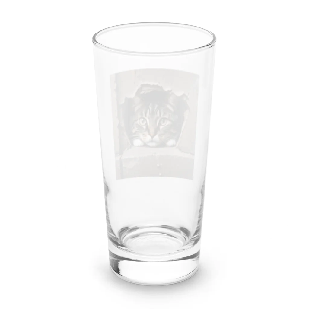 jaguar3の隙間からこんにちは猫 Long Sized Water Glass :back