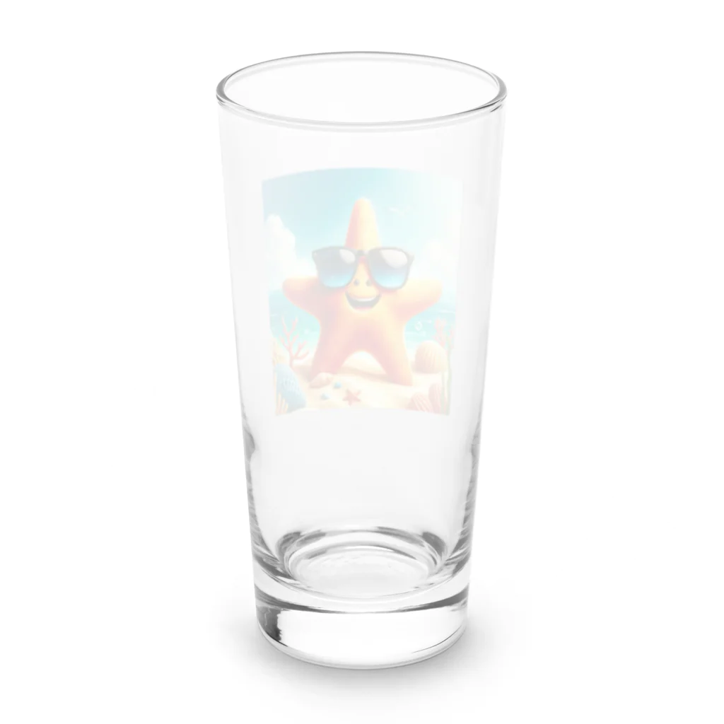 KIglassesのサングラスをかけた笑顔のヒトデ - 海の陽気な仲間！ Long Sized Water Glass :back