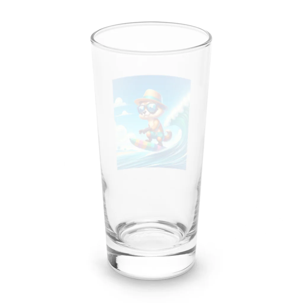 Snow-peaceのサーフィンアライグマの夏の日 Long Sized Water Glass :back