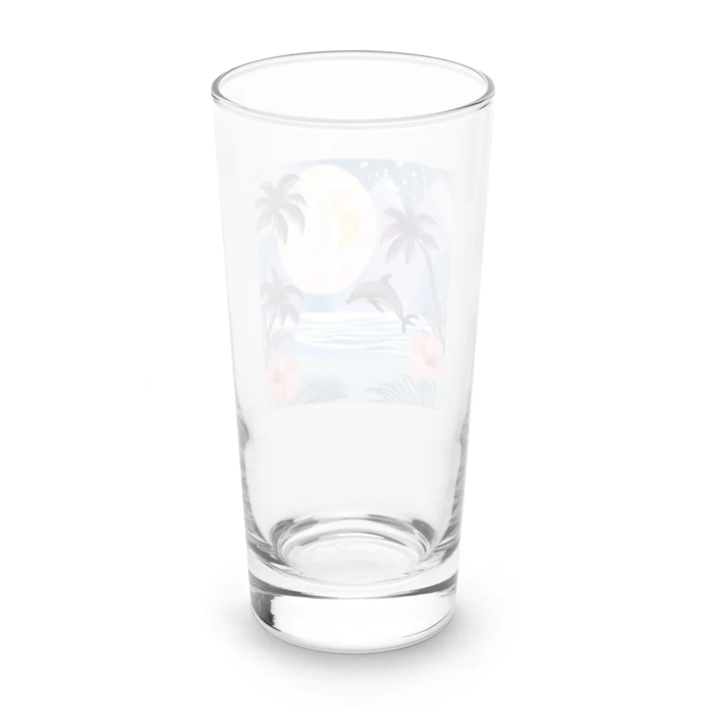 ハワイライフのイルカと満月 Long Sized Water Glass :back