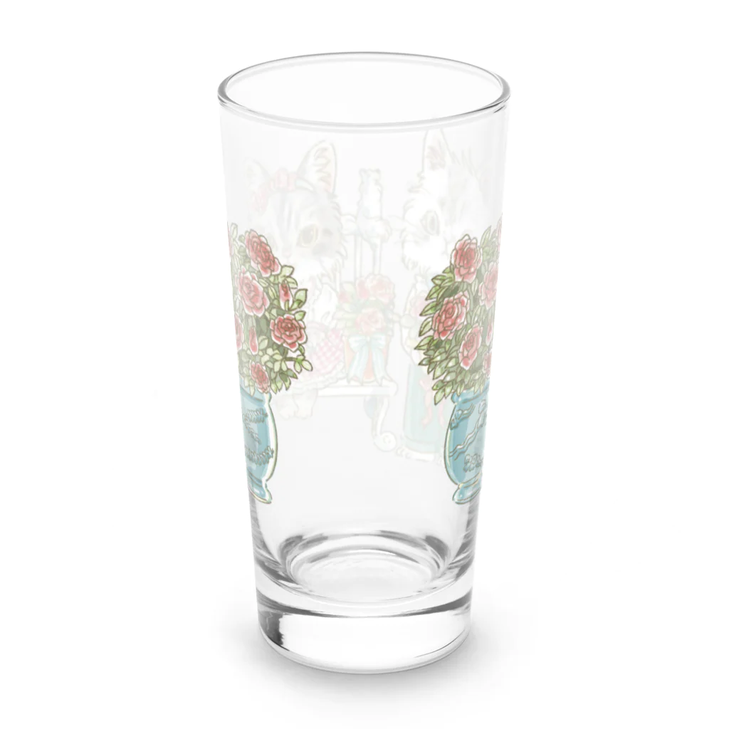 猫のきぬくんのお店のミルちゃん　ローズガーデンツアー Long Sized Water Glass :back