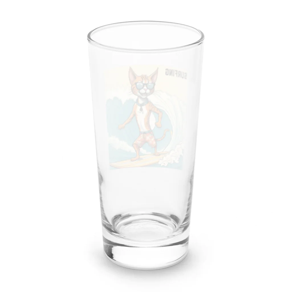 ハワイライフのSURFING猫（男の子バージョン） Long Sized Water Glass :back