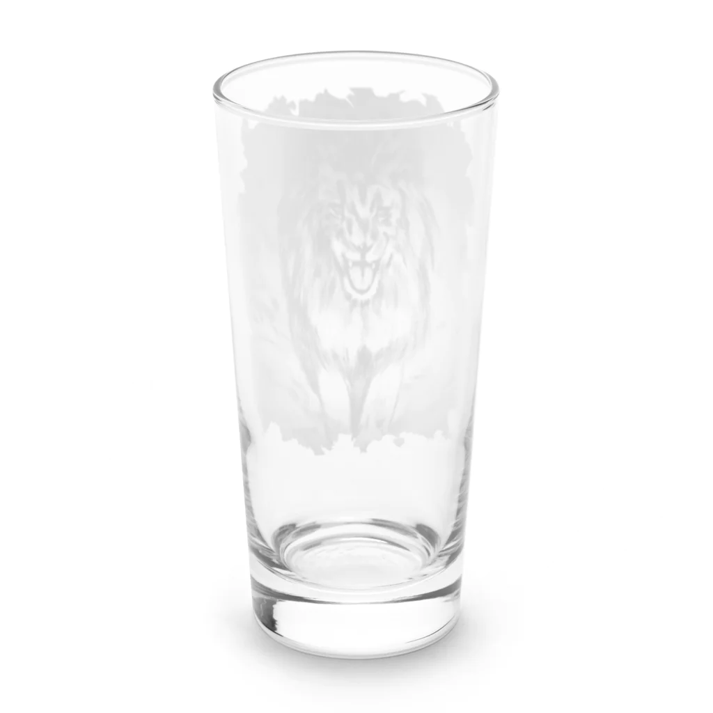 greetenのライオン　アートアニマル　モノクロ Long Sized Water Glass :back