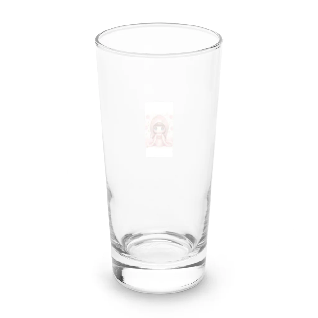 ぷぷオレンジのキラキラ花ミックスこけしちゃん Long Sized Water Glass :back