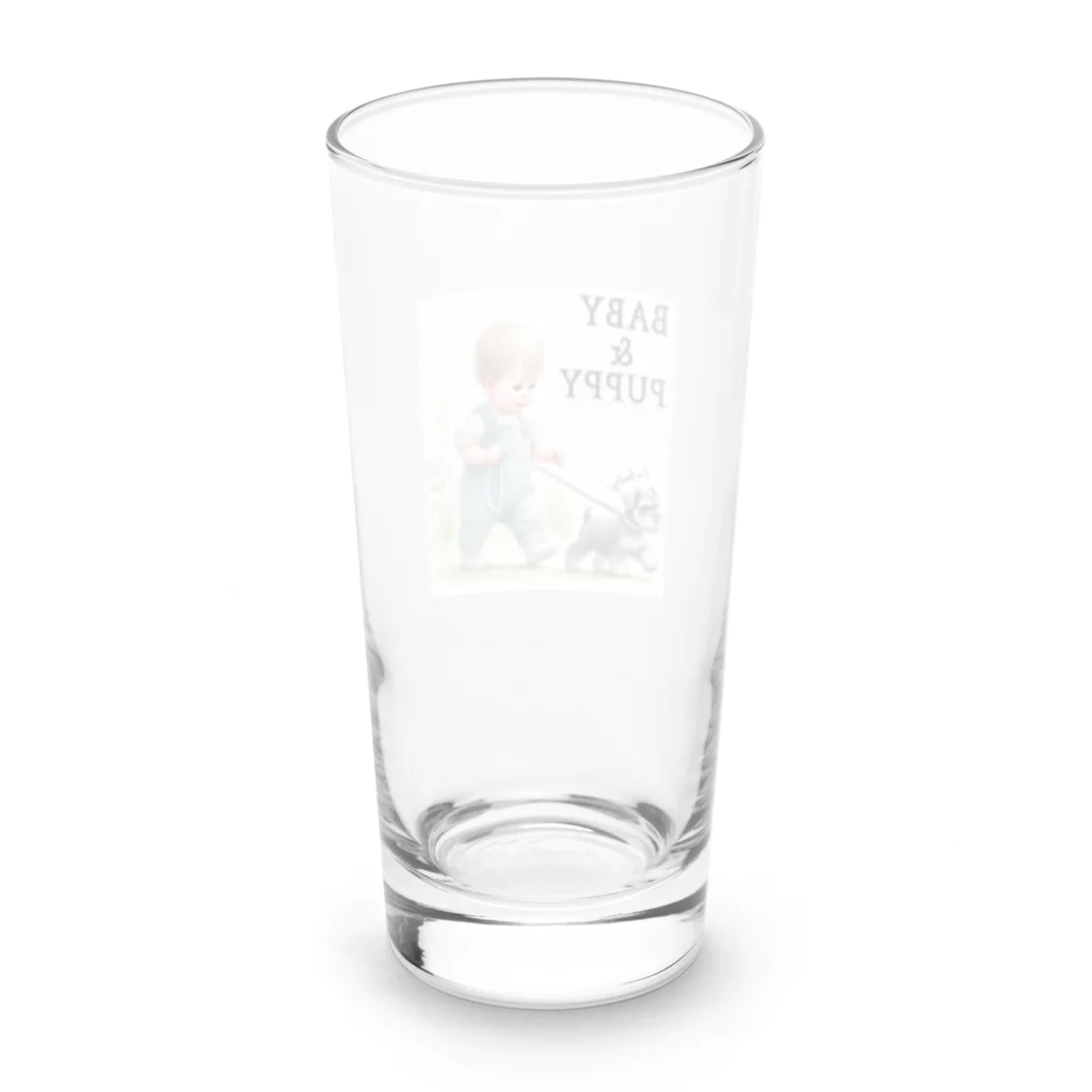 at_taroのSchnauzer leading a baby!! Long Sized Water Glass :back