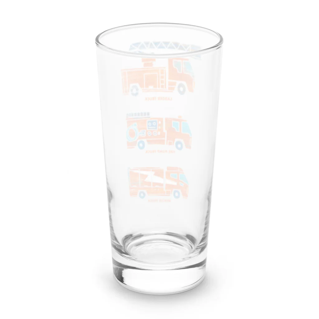 watasackの消防車（はしご車、ポンプ車、レスキュー車） Long Sized Water Glass :back