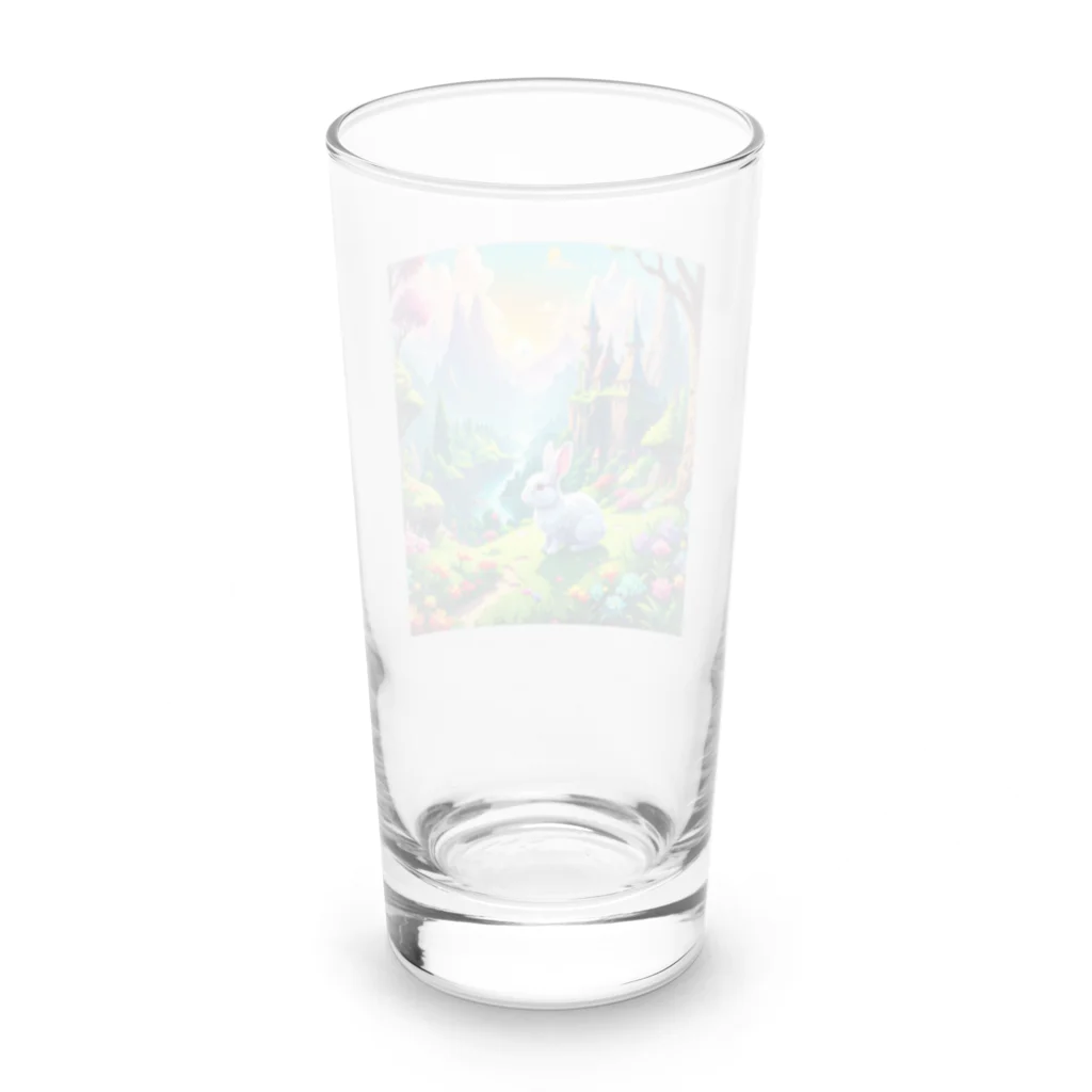 キラキラとどうぶつの魔法の国の白ウサギ Long Sized Water Glass :back