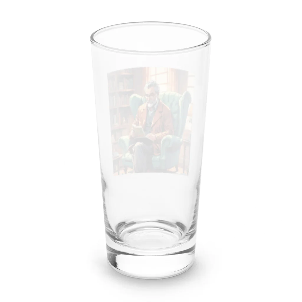 AIおじさんの読書をするおじさん Long Sized Water Glass :back