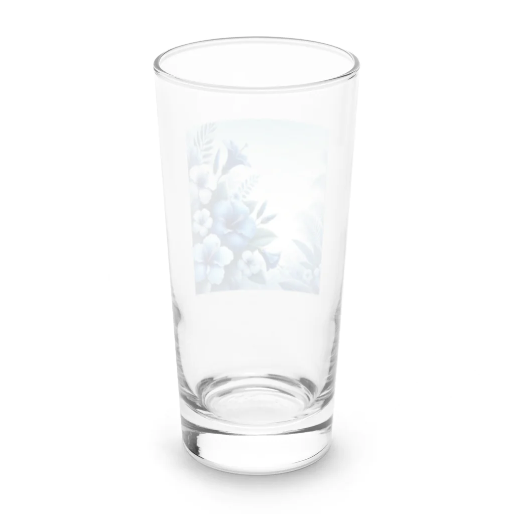 海の幸の青色なトロピカルフラワー Long Sized Water Glass :back