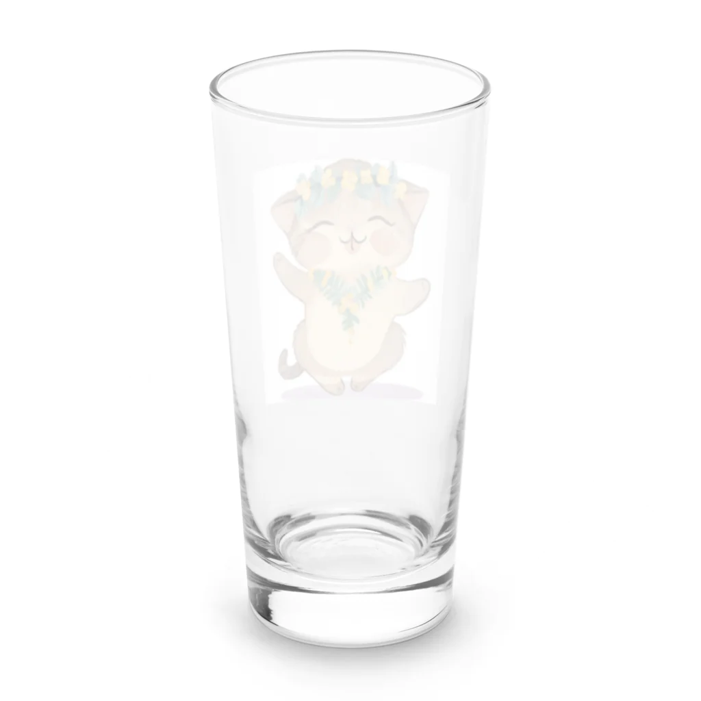 ハワイライフのアロハねこ Long Sized Water Glass :back