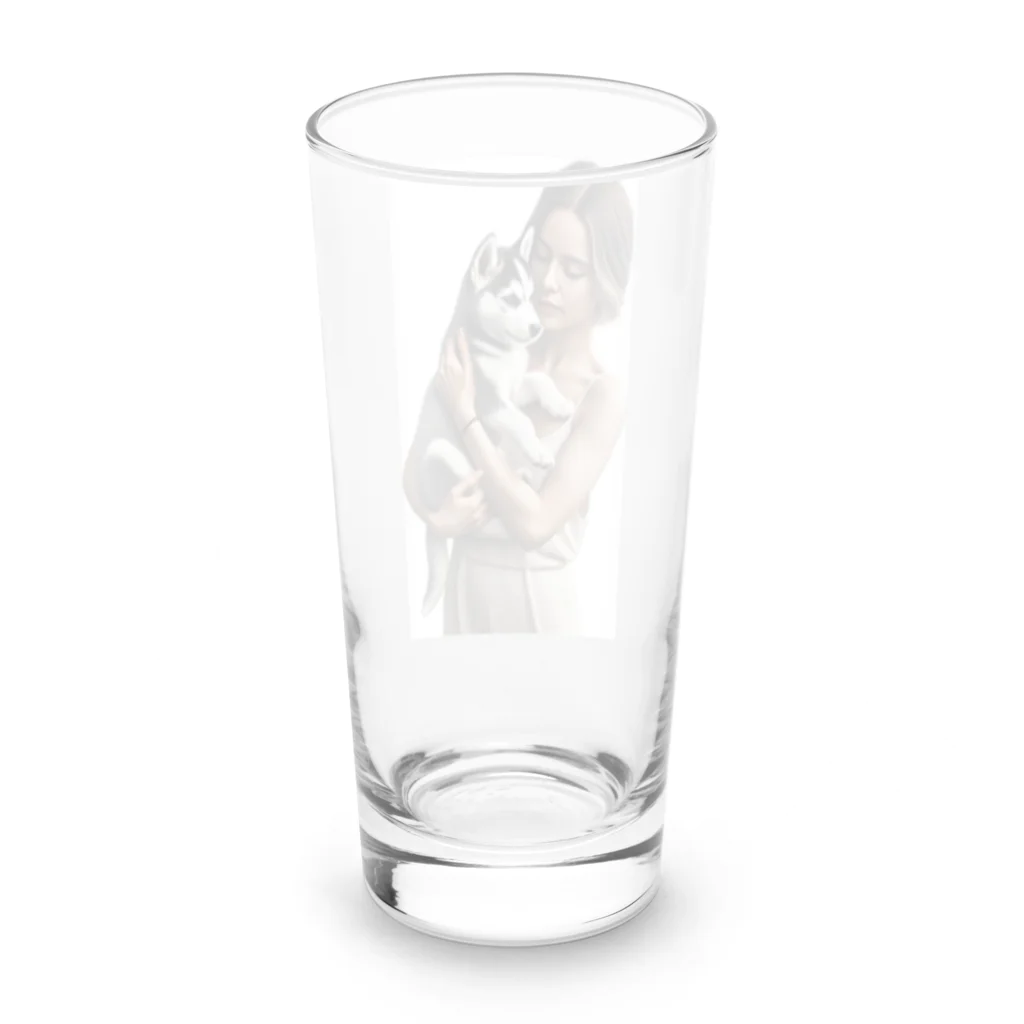 やまけんのかわいさ満点！子犬のハスキー！ Long Sized Water Glass :back