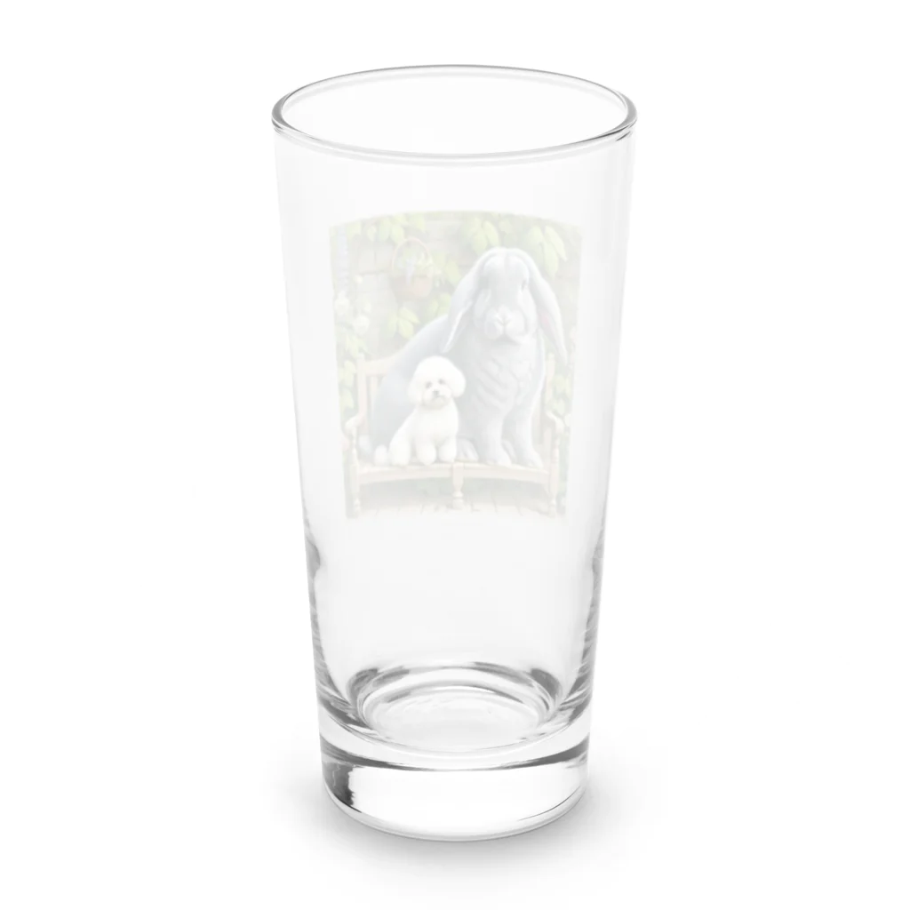 hachitaroのフレミッシュジャイアントとビションフリーゼ Long Sized Water Glass :back