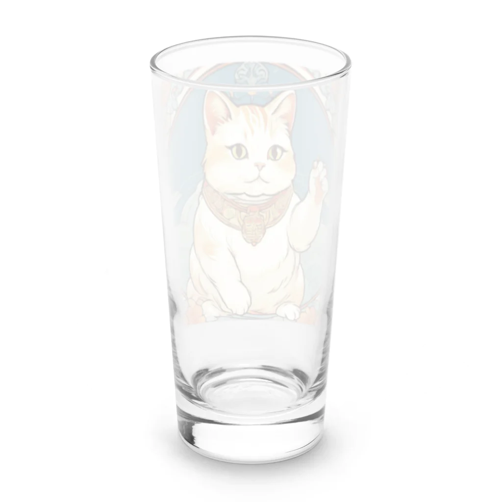 ゆまちゃんの開運雑貨屋さんの夜のミュシャ風招き猫 Long Sized Water Glass :back