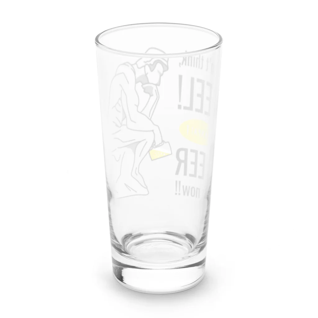 ビールとアート TM-3 Designの彫刻 × BEER（考える人：考えるな、感じろ! とりあえずビール!!）黒線画 Long Sized Water Glass :back