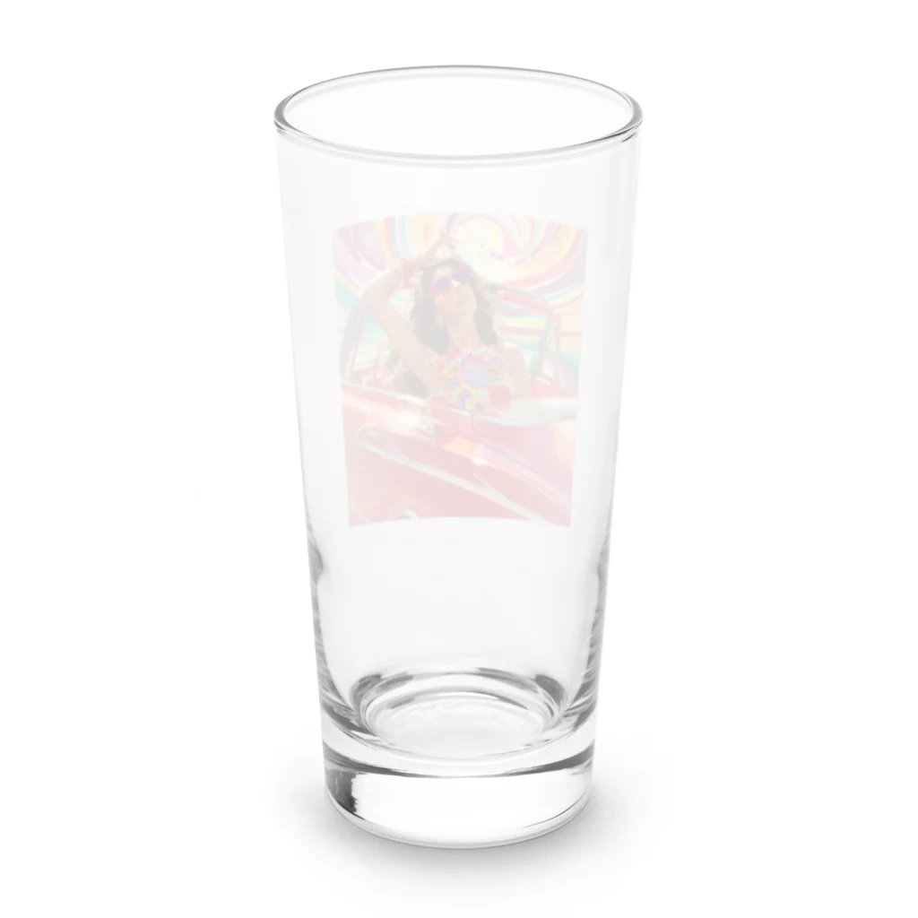 AQUAMETAVERSEのオープンカーにサイケ調なドレスを着た素敵な女性sanae2074 Long Sized Water Glass :back