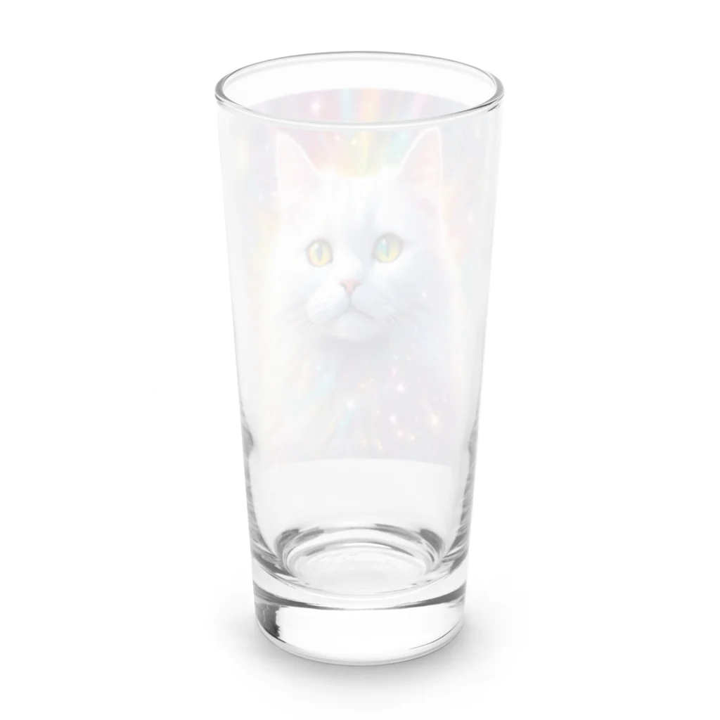 はなにゃんのおうちの虹色に輝くかわいい白猫ちゃん2 Long Sized Water Glass :back