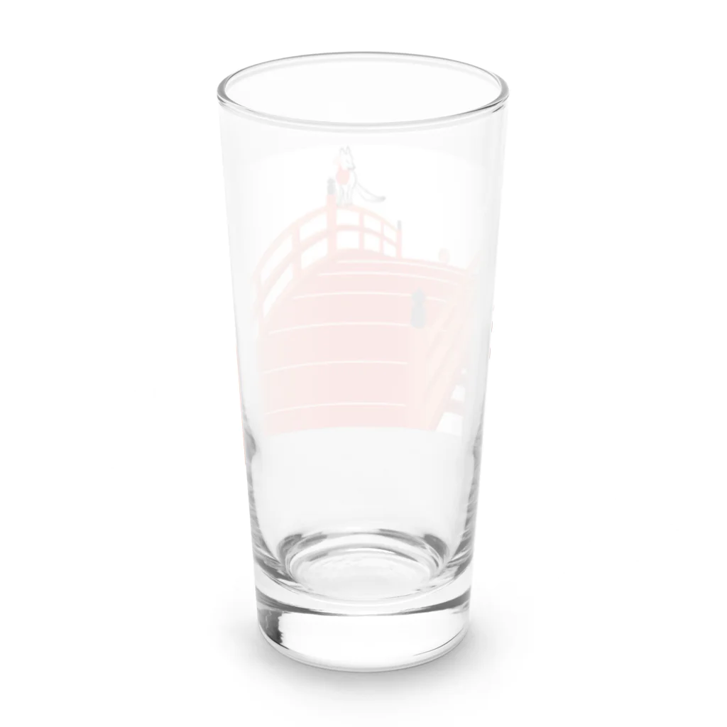 Amiの狐の手毬唄 太鼓橋と狛狐 Long Sized Water Glass :back